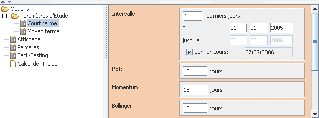 Zone d'options